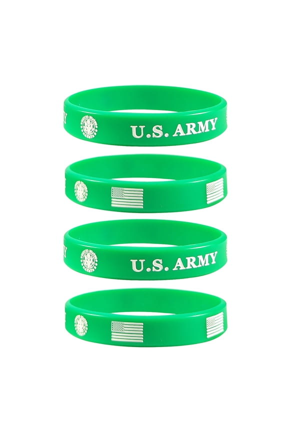US Army American Flag Bracelets for Men Women,Blue Green Rubber U.S. Army Wristband Stretch Bracelets for America Patriotic,Army and Sport Fans,Independence Day Decoration Gifts
