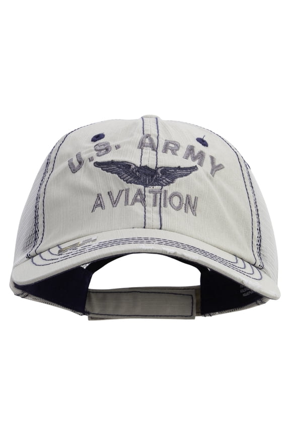 US Army Aviation Embroidered Low Profile Special Cotton Mesh Cap - Putty OSFM