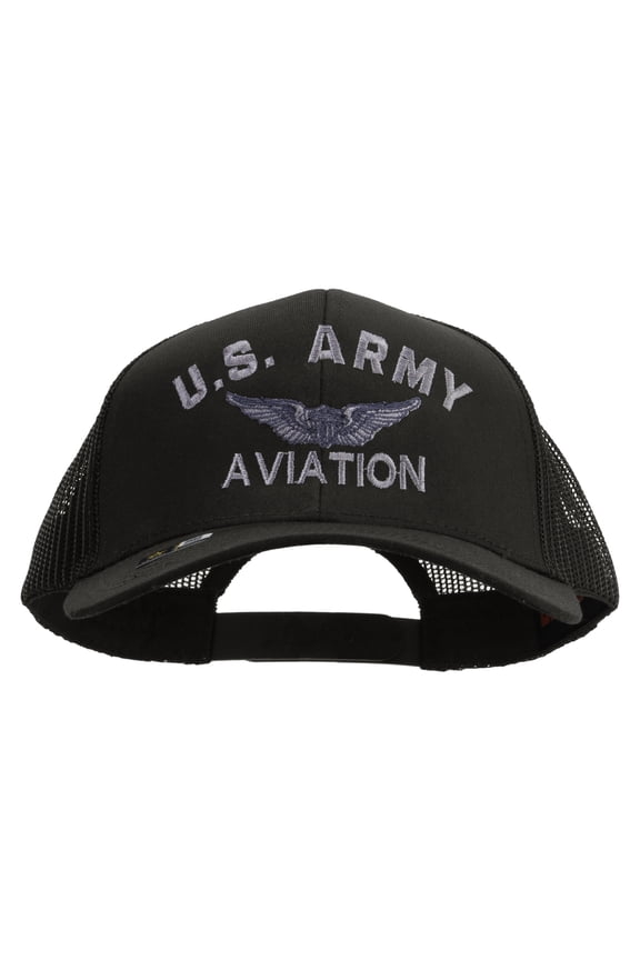 US Army Aviation Embroidered Solid Cotton Twill Mesh Prostyle Cap - Charcoal OSFM