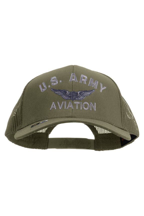 US Army Aviation Embroidered Solid Cotton Twill Mesh Prostyle Cap - Khaki OSFM
