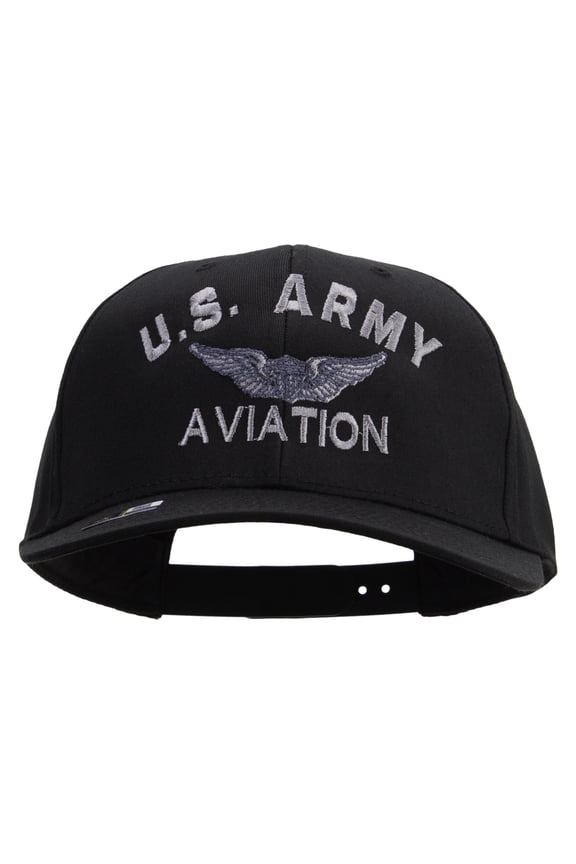 US Army Aviation Embroidered Solid Cotton Twill Pro Style Cap - Black OSFM