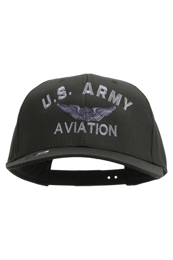 US Army Aviation Embroidered Solid Cotton Twill Pro Style Cap - Charcoal OSFM
