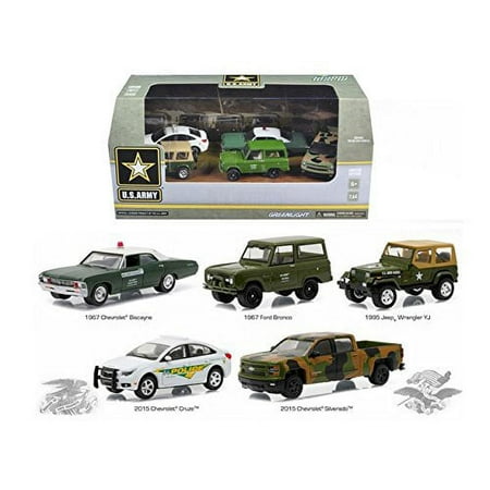 US Army Base 5 Cars Motor World Diorama Set 1/64 by Greenlight 58028