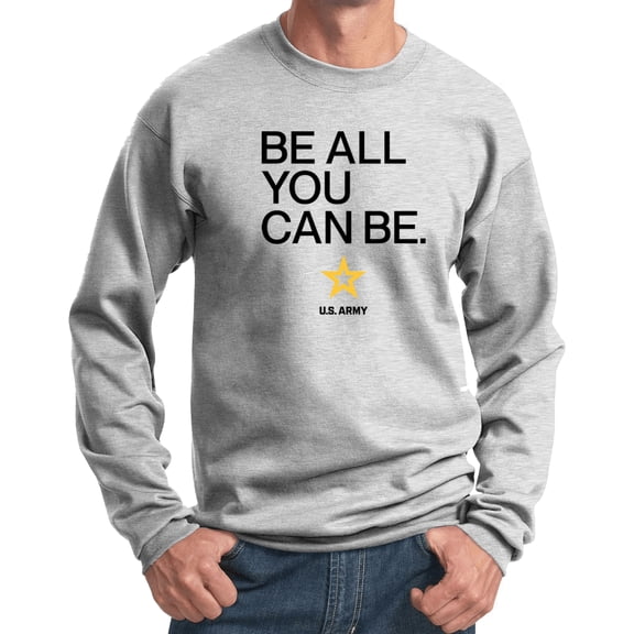 US Army Be All You Can Be Black Print Pullover Sweatshirt, 3XL Ash
