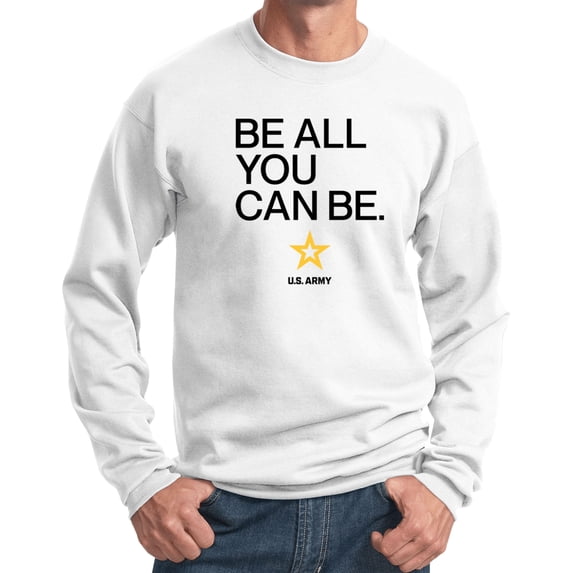 US Army Be All You Can Be Black Print Pullover Sweatshirt, 3XL White