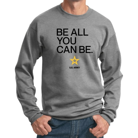 US Army Be All You Can Be Black Print Pullover Sweatshirt, XL Athletic Heather