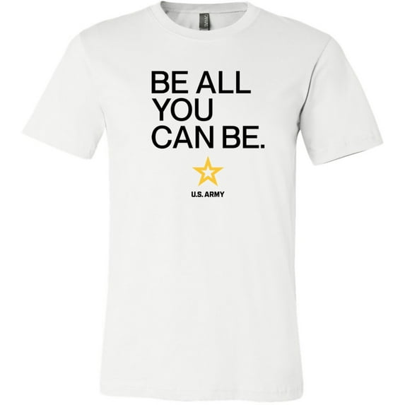 US Army Be All You Can Be Black Print Soft Premium T-shirt, Small White