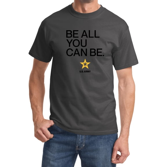 US Army Be All You Can Be Black Print T-shirt, 4XL Charcoal