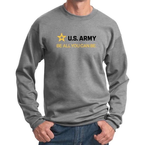 US Army Be All You Can Be Black and Gold Strip Pullover Sweatshirt, 3XL Athletic Heather