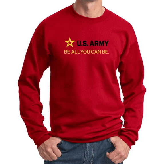 US Army Be All You Can Be Black and Gold Strip Pullover Sweatshirt, 3XL Red