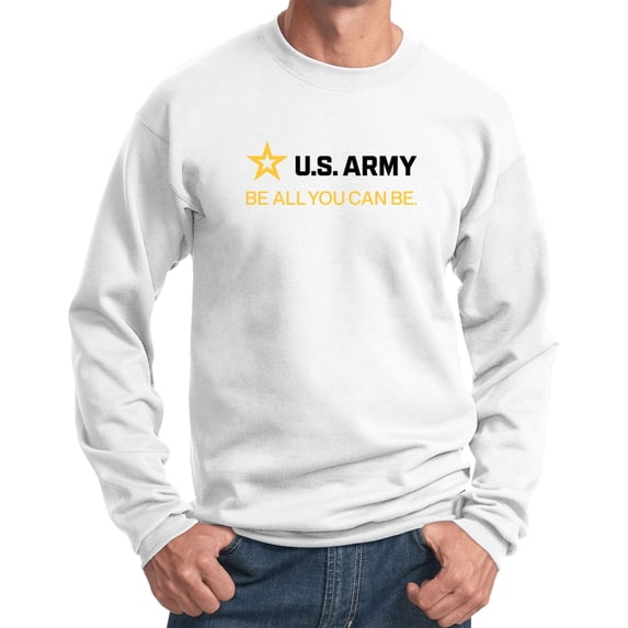 US Army Be All You Can Be Black and Gold Strip Pullover Sweatshirt, 4XL White