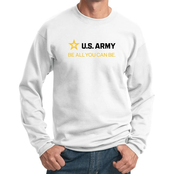 US Army Be All You Can Be Black and Gold Strip Pullover Sweatshirt, XL White