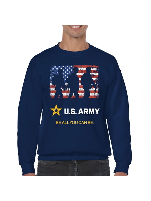 US Army Be All You Can Be Sweatshirt American Flag Military Veteran DD 214 Patriotic Armed Forces Licensed Crewneck