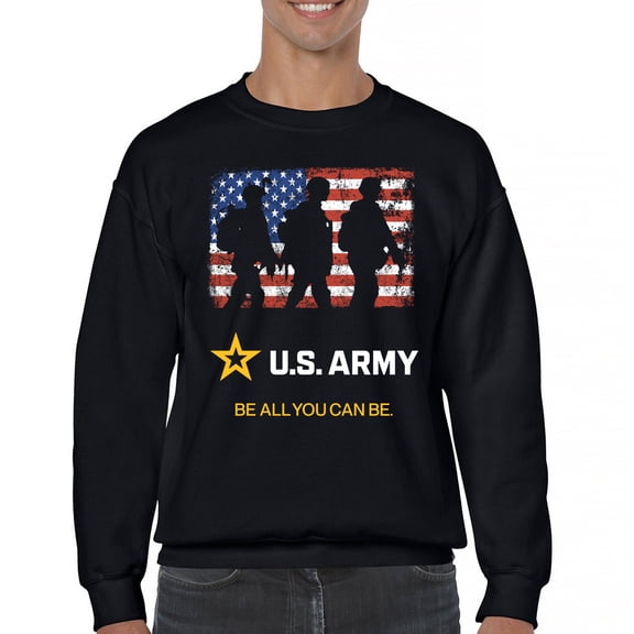 US Army Be All You Can Be Sweatshirt American Flag Military Veteran DD 214 Patriotic Armed Forces Licensed Crewneck