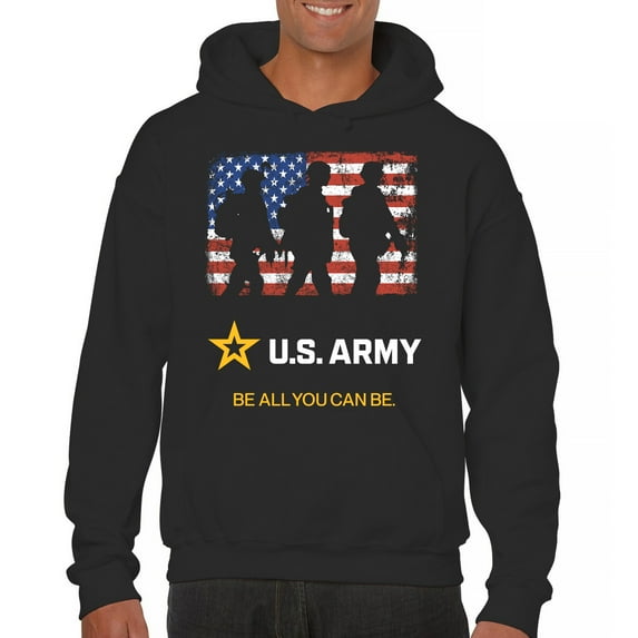 US Army Be All You Can Be Sweatshirt American Flag Military Veteran DD 214 Patriotic Armed Forces Licensed Hoodie
