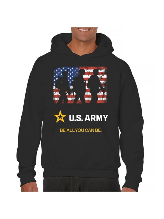 US Army Be All You Can Be Sweatshirt American Flag Military Veteran DD 214 Patriotic Armed Forces Licensed Hoodie