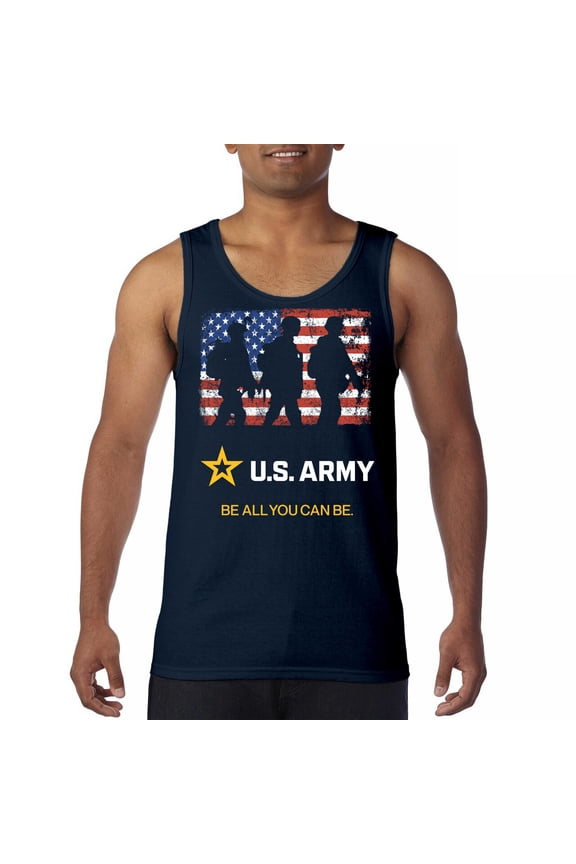 US Army Be All You Can Be Tank Top American Flag Military Veteran DD 214 Patriotic Armed Forces Licensed Men's Top