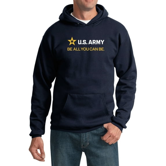 US Army Be All You Can Be White and Gold Strip Pullover Hoodie, 3XL Navy