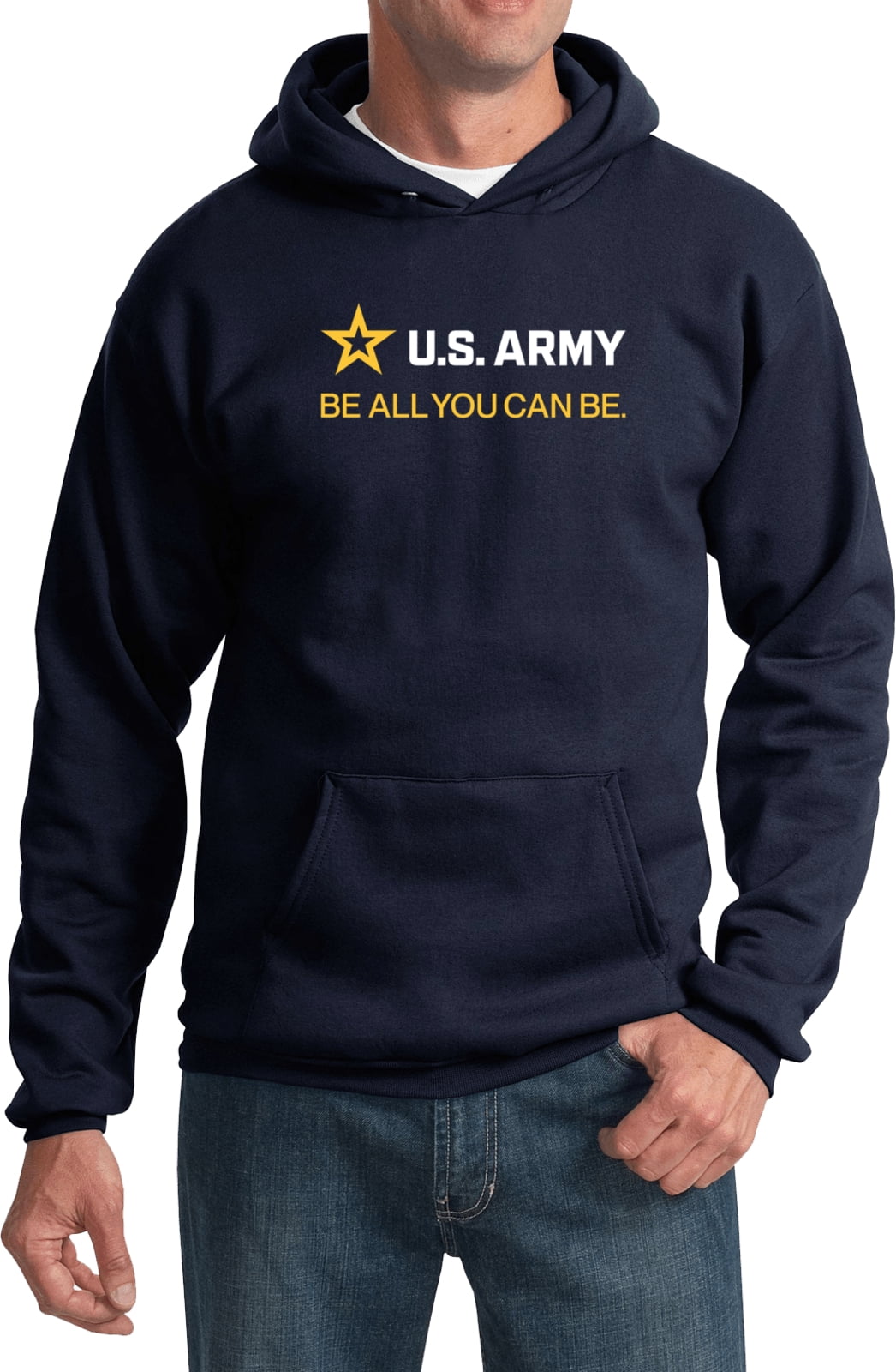 US Army Be All You Can Be White and Gold Strip Pullover Hoodie, XL Navy ...