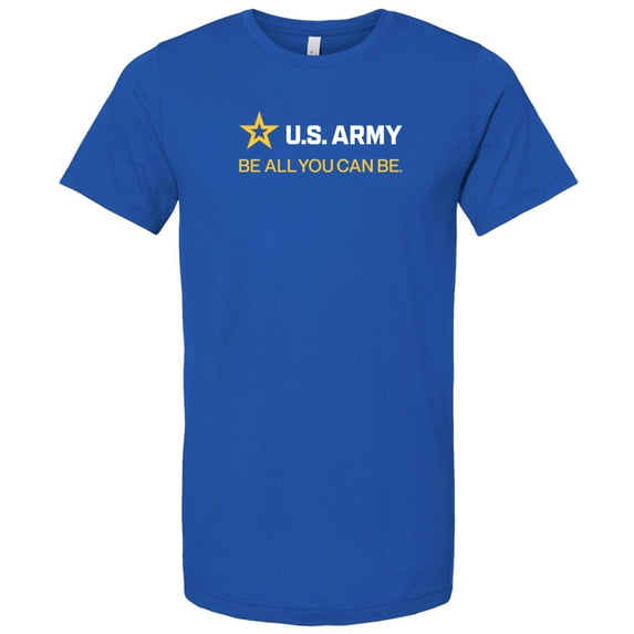 US Army Be All You Can Be White and Gold Strip Soft Premium T-shirt, 2XL Royal