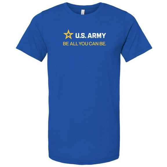 US Army Be All You Can Be White and Gold Strip Soft Premium T-shirt, 3XL Royal