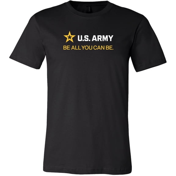 US Army Be All You Can Be White and Gold Strip Soft Premium T-shirt, XL Black