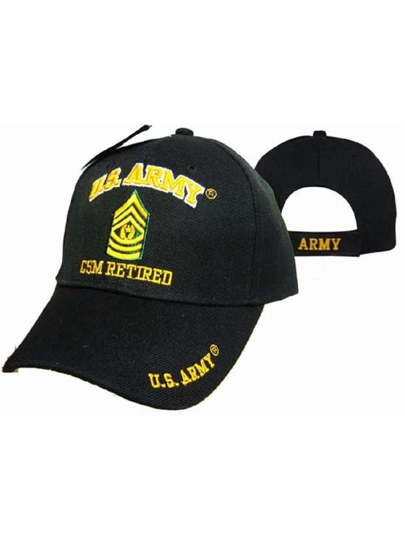 US Army Command Sergeant Major (CSM) Retired - Black Adjustable Cap LICENSED