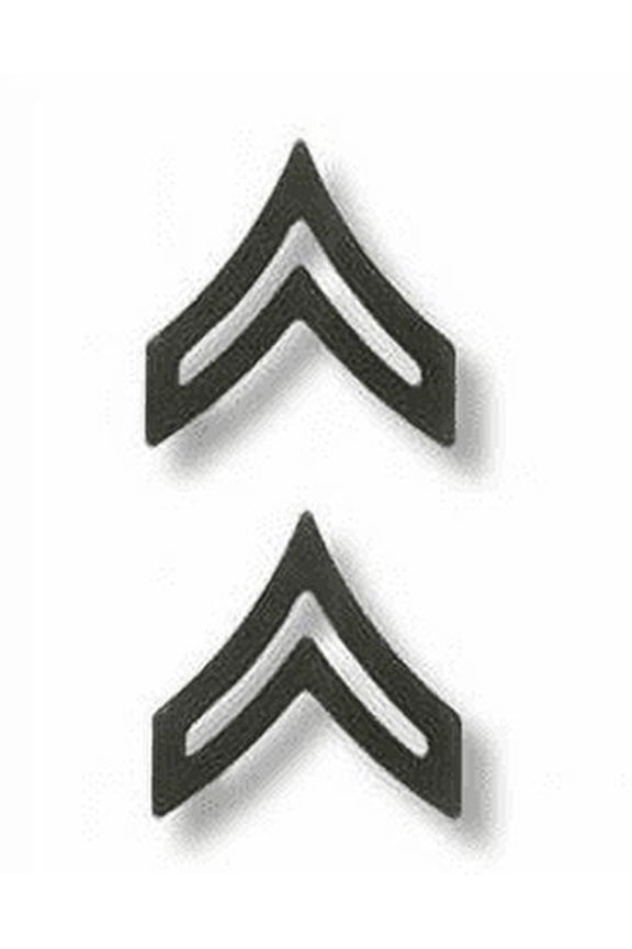 US Army Corporal Chevron Black Metal Collar Rank Insignia