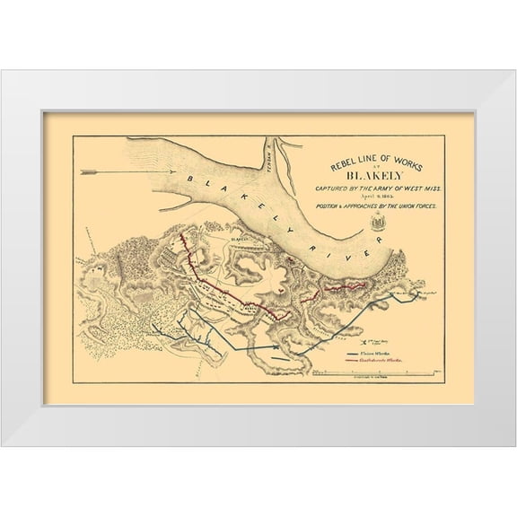US Army Corps 14x11 White Modern Wood Framed Museum Art Print Titled - Fort Blakely Battle - US Army Corps 1865