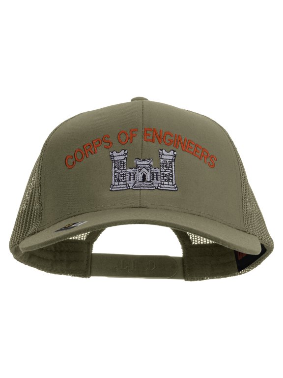US Army Corps of Engineers Embroidered Solid Cotton Twill Mesh Prostyle Cap - Khaki OSFM