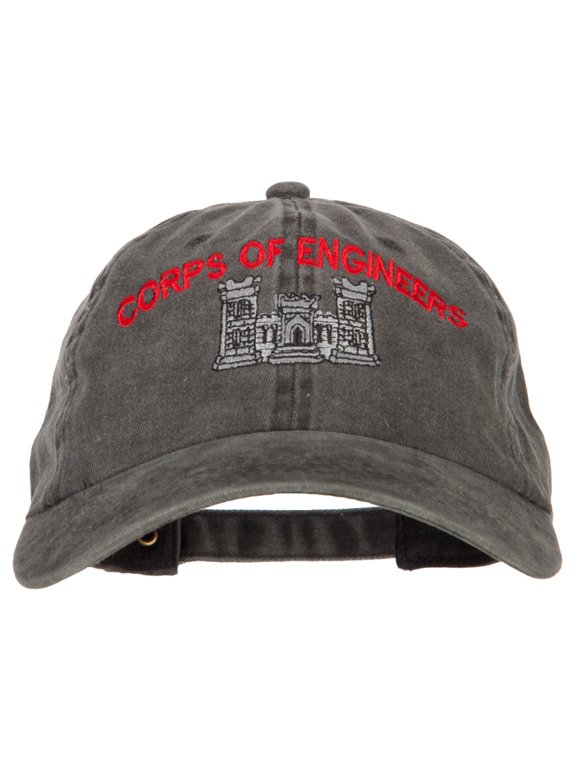 US Army Corps of Engineers Embroidered Washed Buckled Cap - Black OSFM