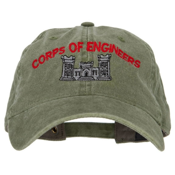 US Army Corps of Engineers Embroidered Washed Buckled Cap - Olive OSFM
