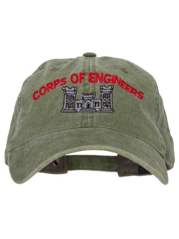 US Army Corps of Engineers Embroidered Washed Buckled Cap - Olive OSFM