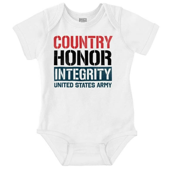 US Army Country Honor Integrity Romper Boys or Girls Infant Baby Brisco Brands 12M