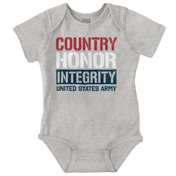 US Army Country Honor Integrity Romper Boys or Girls Infant Baby Brisco Brands 18M