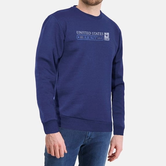 US Army Crewneck Sweatshirt Unisex Eversoft Fleece Pullover Midweight Sweatshirts Military Design Medium Size Navy