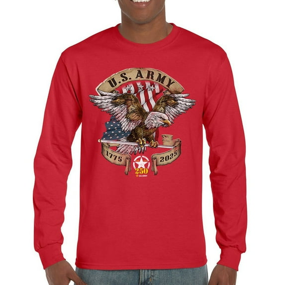 US Army Eagle Long Sleeve T-shirt 250 Years Anniversary American Veteran DD 214