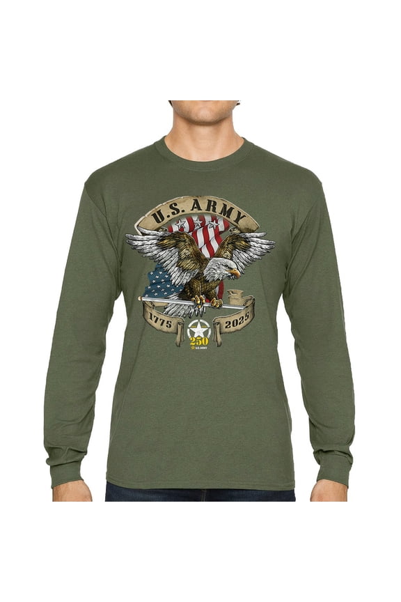 US Army Eagle Long Sleeve T-shirt 250 Years Anniversary American Veteran DD 214