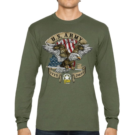 US Army Eagle Long Sleeve T-shirt 250 Years Anniversary American Veteran DD 214