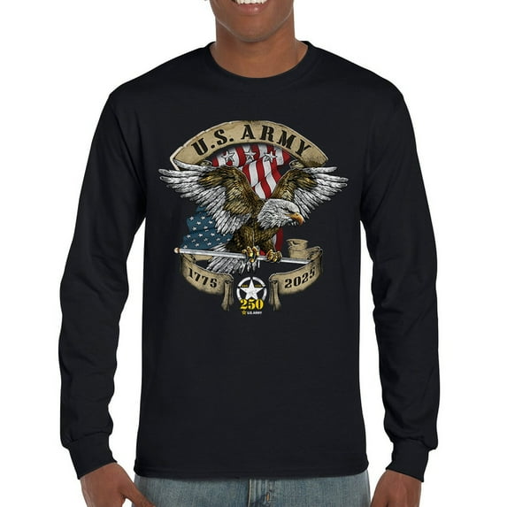 US Army Eagle Long Sleeve T-shirt 250 Years Anniversary American Veteran DD 214