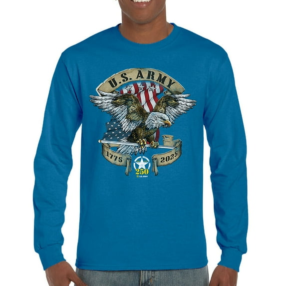 US Army Eagle Long Sleeve T-shirt 250 Years Anniversary American Veteran DD 214