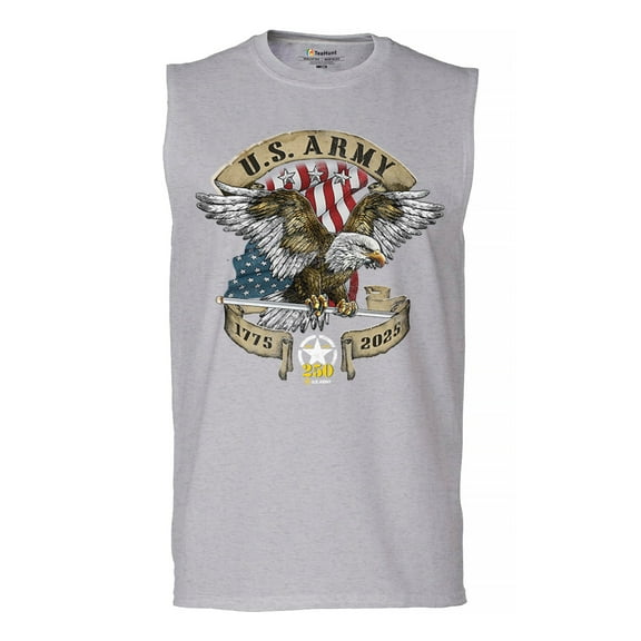 US Army Eagle Men's Muscle Shirt 250 Years Anniversary American Veteran DD 214