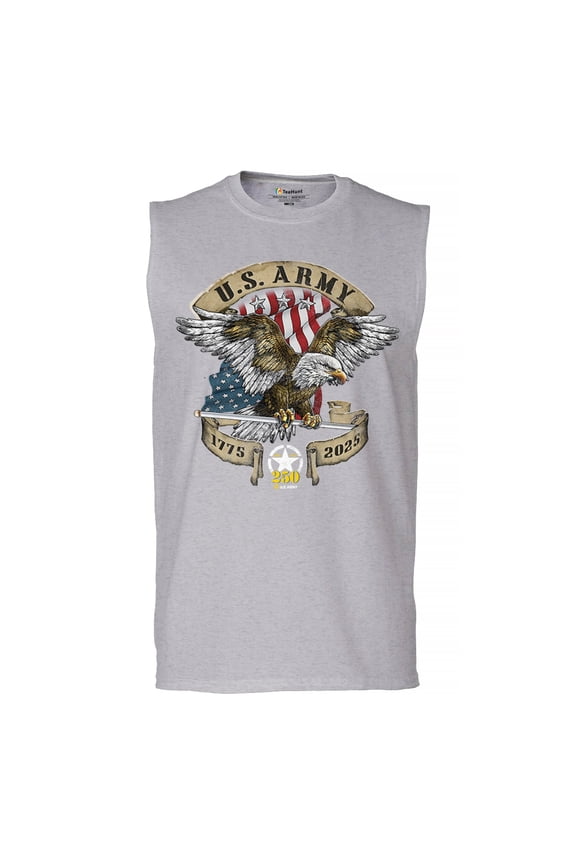 US Army Eagle Men's Muscle Shirt 250 Years Anniversary American Veteran DD 214