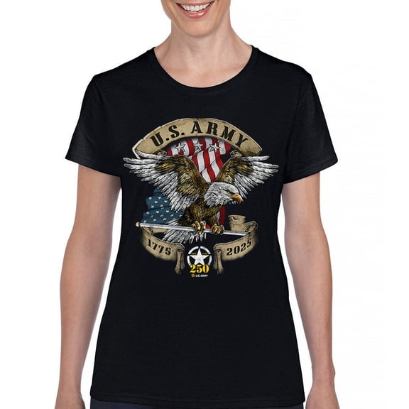 US Army Eagle T-Shirt 250 Years Anniversary American Veteran DD 214 Women's Tee
