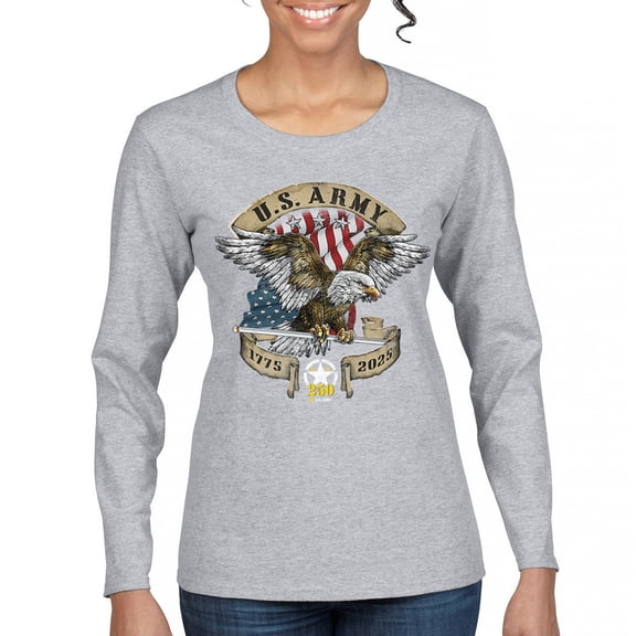 US Army Eagle Women's Long Sleeve T-shirt 250 Years Anniversary American Veteran DD 214