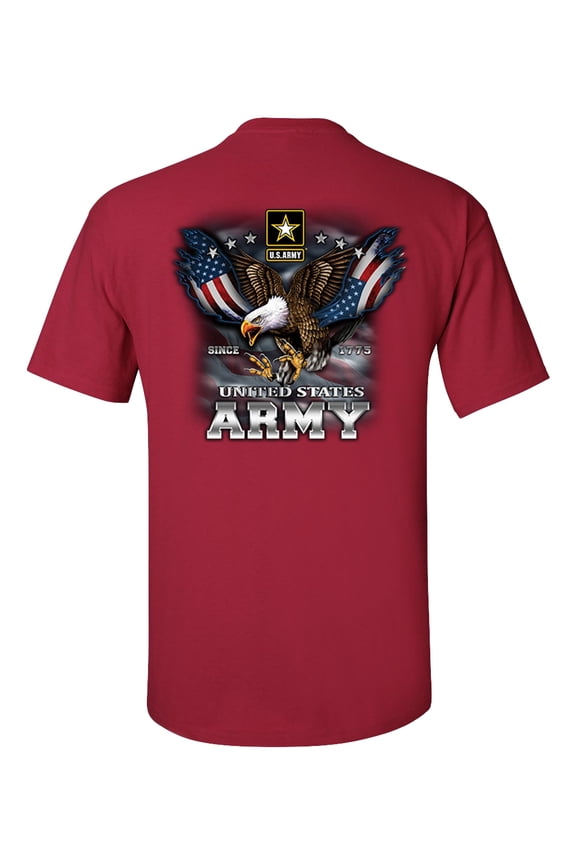 US Army Eagle and Flag Unisex Short Sleeve T-shirt-Cardinal-Small