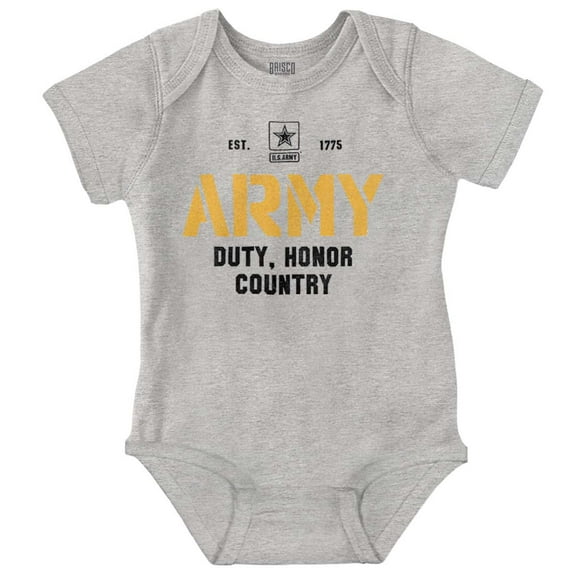 US Army Est 1775 Duty Honor Country Romper Boys or Girls Infant Baby Brisco Brands 12M