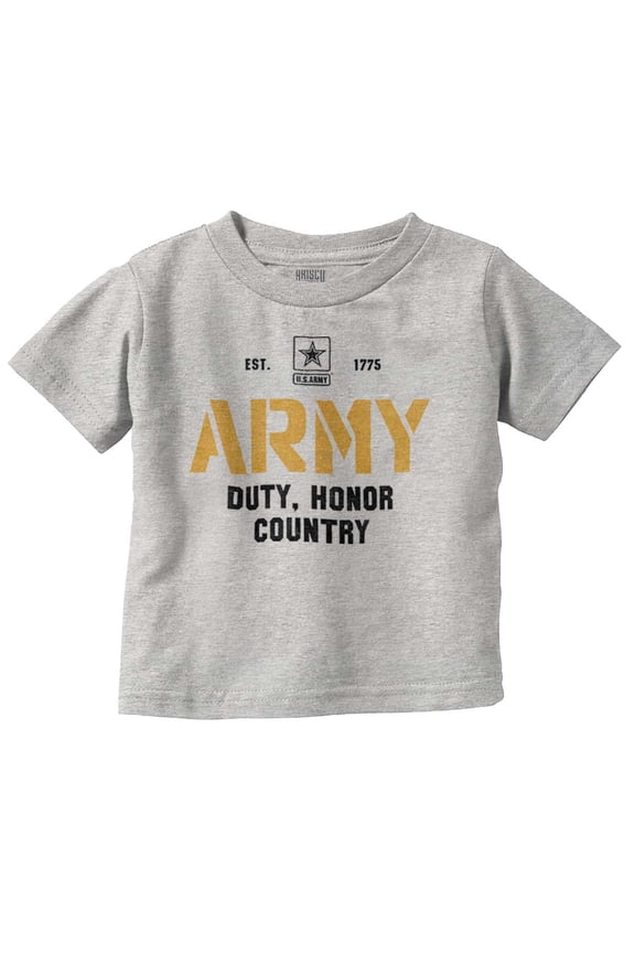 US Army Est 1775 Duty Honor Country Toddler Boy Girl T Shirt Infant Toddler Brisco Brands 12M