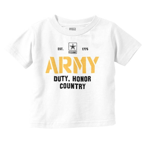 US Army Est 1775 Duty Honor Country Toddler Boy Girl T Shirt Infant Toddler Brisco Brands 24M