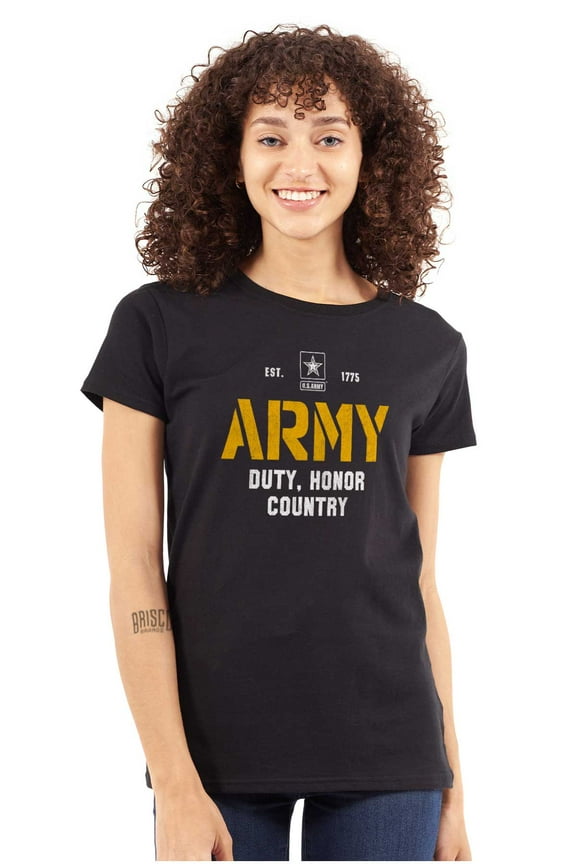 US Army Est 1775 Duty Honor Country Women's T Shirt Ladies Tee Brisco Brands S